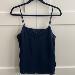 Banana Republic navy silk double layer camisole with satin trim and sides.